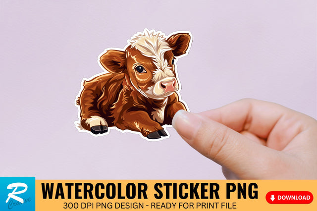 Funny Cute Highland Baby Cow Sticker Clipart Sublimation Regulrcrative 