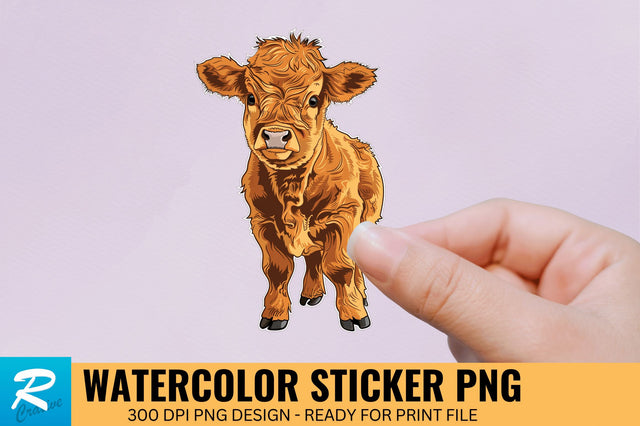 Funny Cute Highland Baby Cow Sticker Clipart Sublimation Regulrcrative 