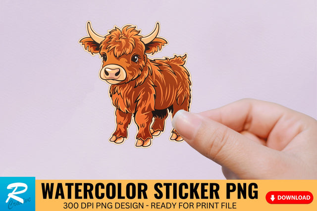 Funny Cute Highland Baby Cow Sticker Clipart Sublimation Regulrcrative 