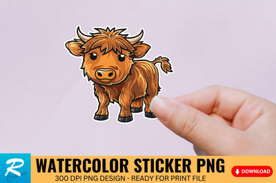 Funny Cute Highland Baby Cow Sticker Clipart Sublimation Regulrcrative 