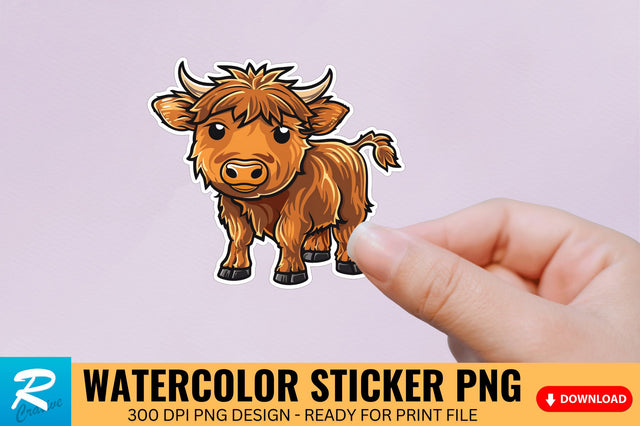 Funny Cute Highland Baby Cow Sticker Clipart Sublimation Regulrcrative 