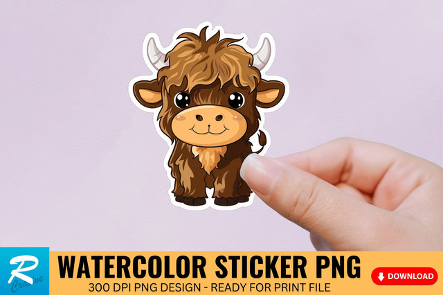 Funny Cute Highland Baby Cow Sticker Clipart Sublimation Regulrcrative 