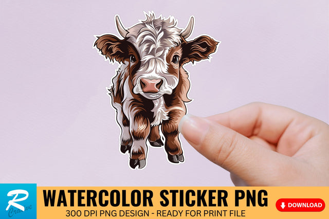 Funny Cute Highland Baby Cow Sticker Clipart Sublimation Regulrcrative 