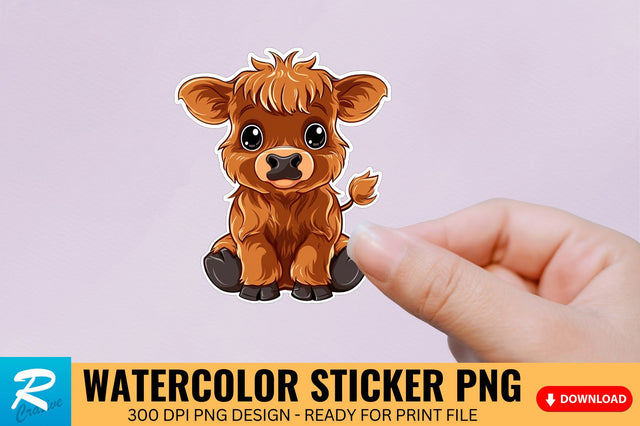 Funny Cute Highland Baby Cow Sticker Clipart Sublimation Regulrcrative 