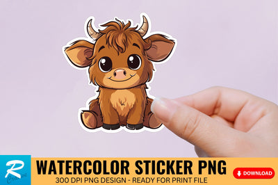 Funny Cute Highland Baby Cow Sticker Clipart Sublimation Regulrcrative 