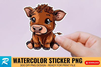 Funny Cute Highland Baby Cow Sticker Clipart Sublimation Regulrcrative 
