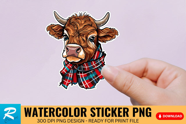 Funny Cute Highland Baby Cow Sticker Clipart Sublimation Regulrcrative 