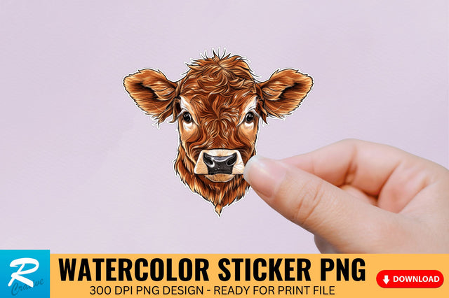 Funny Cute Highland Baby Cow Sticker Clipart Sublimation Regulrcrative 