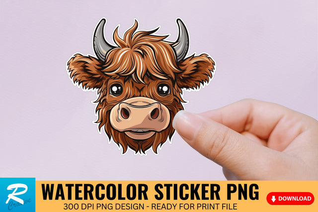 Funny Cute Highland Baby Cow Sticker Clipart Sublimation Regulrcrative 