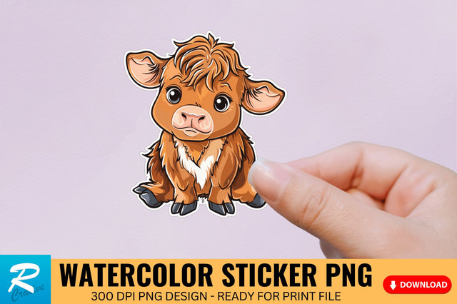 Funny Cute Highland Baby Cow Sticker Clipart Sublimation Regulrcrative 