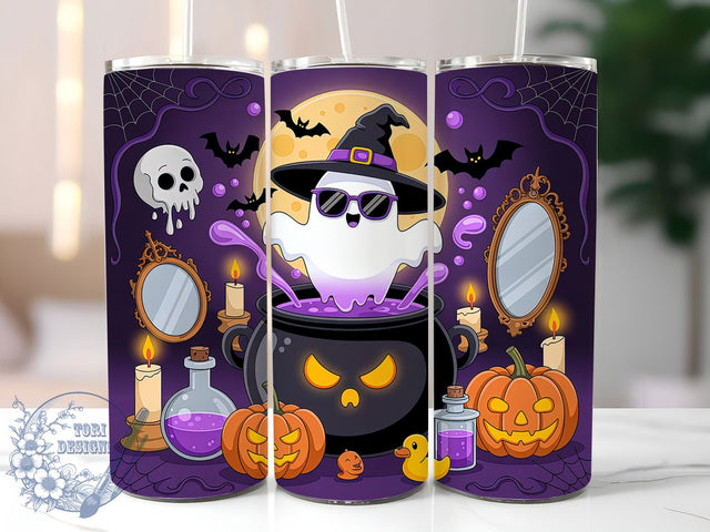 Funny Cute Spooky Halloween Ghost Tumbler, Cute Halloween Wrap, Spooky Ghost Cup, Kawaii Halloween Design, 20Oz Sublimation Wrap, Halloween Drinkware, Trick Or Treat Tumbler Sublimation ToriDesigns 