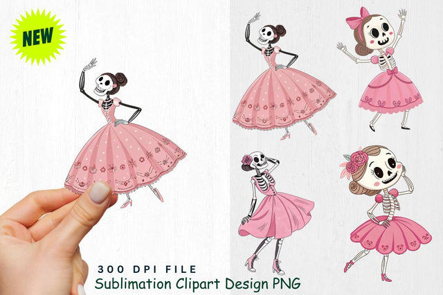 Funny Cute Valentine's day skeletons Clipart Sublimation Regulrcrative 