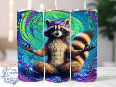 Funny Cute Yoga Raccoon Animal Tumbler, Yoga Animal Cup, Cute Raccoon Wrap, 20Oz Sublimation Tumbler, Mindful Animal Design, Quirky Yoga Gift, Woodland Creature Cup Sublimation ToriDesigns 