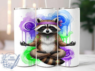 Funny Cute Yoga Raccoon Animal Tumbler, Yoga Animal Cup, Cute Raccoon Wrap, 20Oz Sublimation Tumbler, Mindful Animal Design, Quirky Yoga Gift, Woodland Creature Cup Sublimation ToriDesigns 
