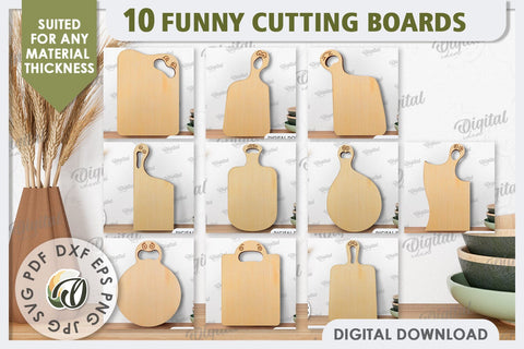 Funny Cutting Boards Laser Cut Bundle. Serving Boards SVG SVG Evgenyia Guschina 