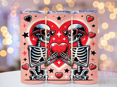 Funny Dancing Skeleton Valentine Tumbler, Valentines Day Decor, 20oz Sublimation Wrap, Cute Skeleton Gift, Halloween Meets Valentines, Funny Valentine Mug, Personalized Skeleton Tumbler Sublimation SvggirlplusArt 