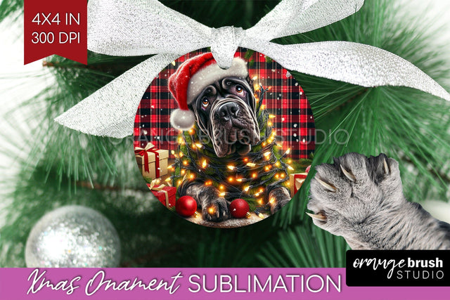 Funny Dog Christmas Ornament PNG Sublimation OrangeBrushStudio 