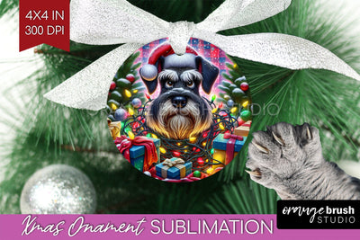 Funny Dog Christmas Ornament PNG Sublimation OrangeBrushStudio 