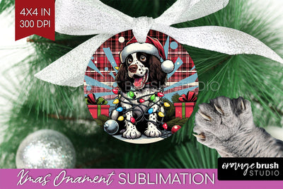 Funny Dog Christmas Ornament PNG Sublimation OrangeBrushStudio 