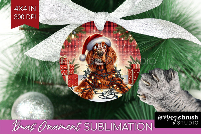 Funny Dog Christmas Ornament PNG Sublimation OrangeBrushStudio 