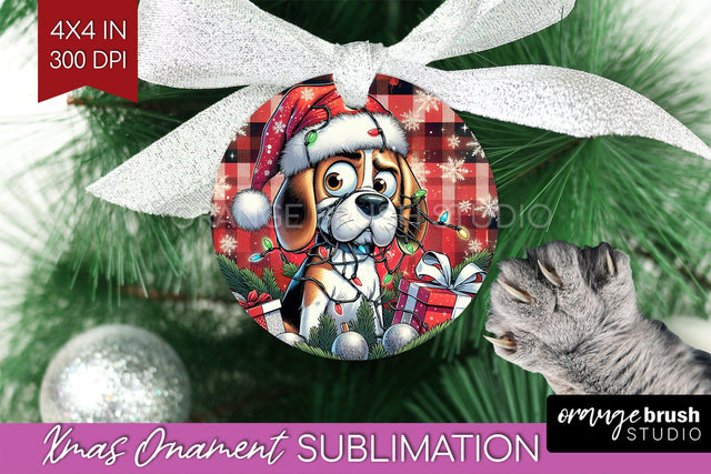 Funny Dog Christmas Ornament PNG Sublimation OrangeBrushStudio 
