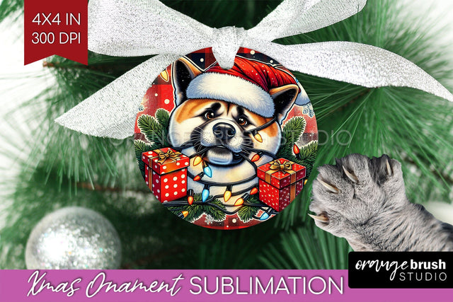 Funny Dog Christmas Ornament PNG Sublimation OrangeBrushStudio 