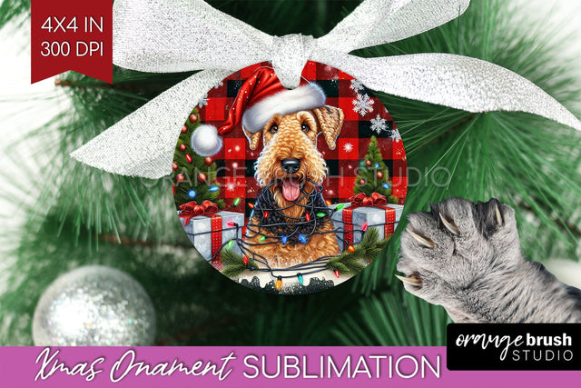 Funny Dog Christmas Ornament PNG Sublimation OrangeBrushStudio 