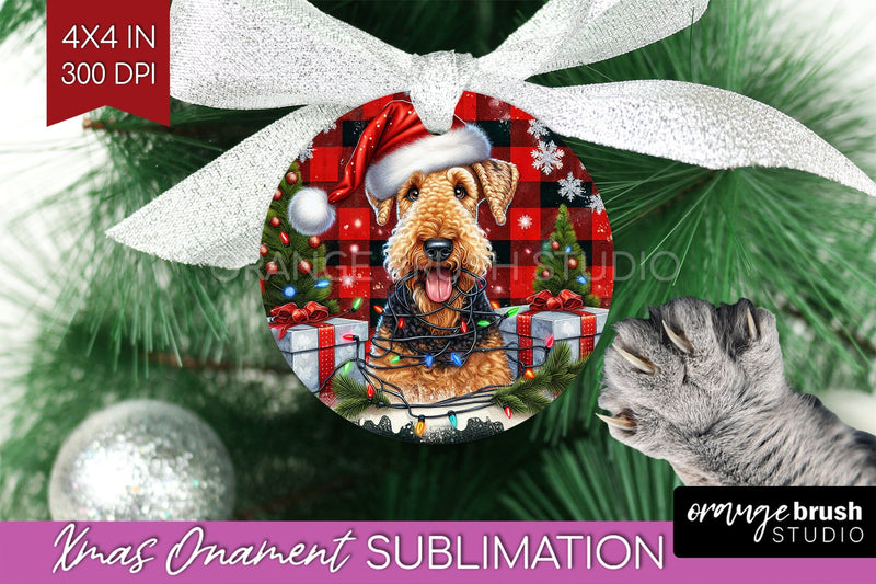 Funny Dog Christmas Ornament PNG Sublimation OrangeBrushStudio 