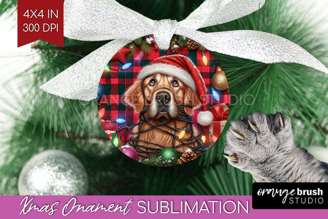 Funny Dog Christmas Ornament PNG Sublimation OrangeBrushStudio 