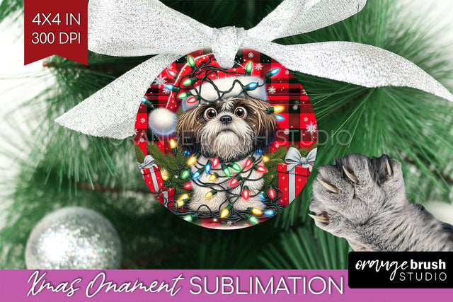Funny Dog Christmas Ornament PNG Sublimation OrangeBrushStudio 