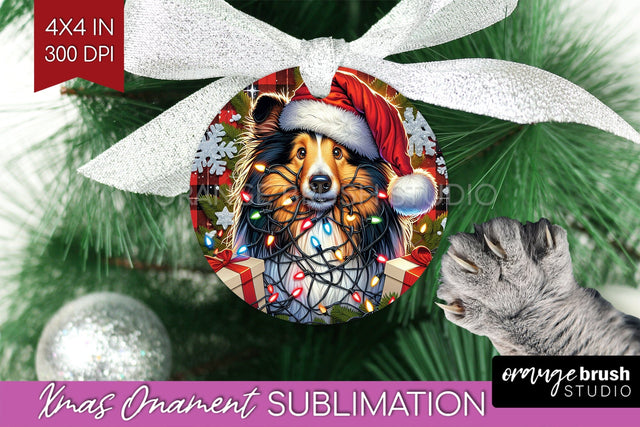 Funny Dog Christmas Ornament PNG Sublimation OrangeBrushStudio 