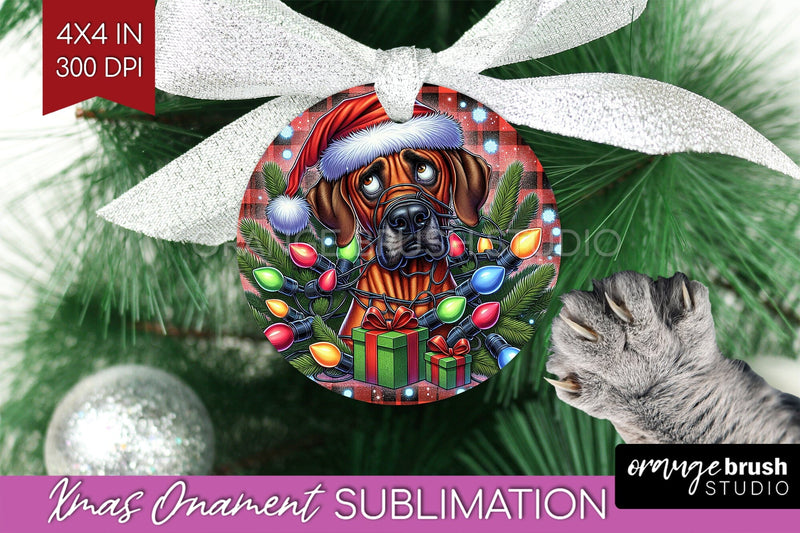 Funny Dog Christmas Ornament PNG Sublimation OrangeBrushStudio 