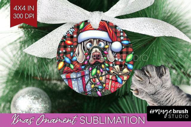 Funny Dog Christmas Ornament PNG Sublimation OrangeBrushStudio 