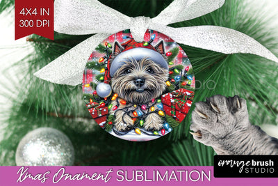 Funny Dog Christmas Ornament PNG Sublimation OrangeBrushStudio 