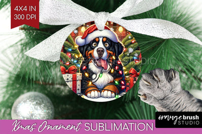 Funny Dog Christmas Ornament PNG Sublimation OrangeBrushStudio 