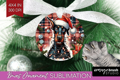 Funny Dog Christmas Ornament PNG Sublimation OrangeBrushStudio 