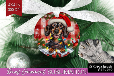 Funny Dog Christmas Ornament PNG Sublimation OrangeBrushStudio 