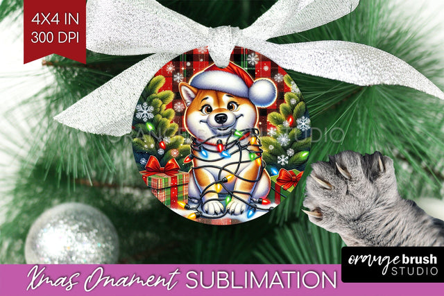 Funny Dog Christmas Ornament PNG Sublimation OrangeBrushStudio 
