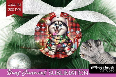 Funny Dog Christmas Ornament PNG Sublimation OrangeBrushStudio 