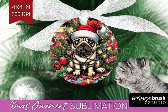 Funny Dog Christmas Ornament PNG Sublimation OrangeBrushStudio 