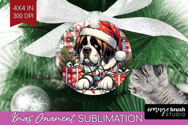 Funny Dog Christmas Ornament PNG Sublimation OrangeBrushStudio 