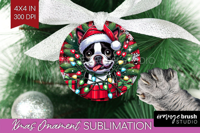 Funny Dog Christmas Ornament PNG Sublimation OrangeBrushStudio 