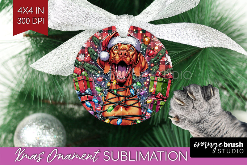 Funny Dog Christmas Ornament PNG Sublimation OrangeBrushStudio 