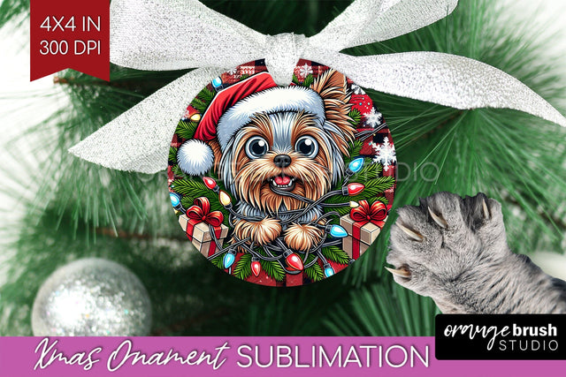 Funny Dog Christmas Ornament PNG Sublimation OrangeBrushStudio 