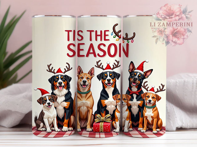 Funny Dog Christmas Tumbler, Tis the Season Tumbler Wrap, 20oz Dog Design, Holiday Tumbler Wrap, Sublimation Dog Design, Digital Download PNG, Cute Dog Tumbler Sublimation Li Zamperini 