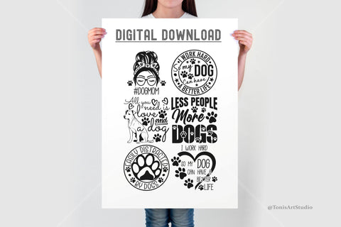 Funny Dog Quotes SVG Bundle | Svg For Dog Lovers | Paw Print SVG TonisArtStudio 