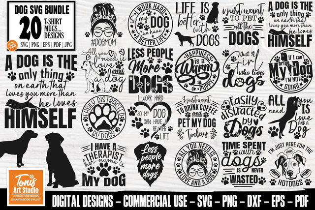 Funny Dog Quotes SVG Bundle | Svg For Dog Lovers | Paw Print SVG TonisArtStudio 