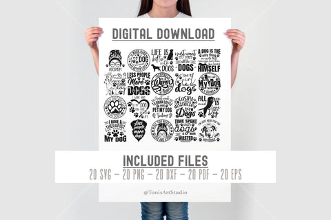Funny Dog Quotes SVG Bundle | Svg For Dog Lovers | Paw Print SVG TonisArtStudio 