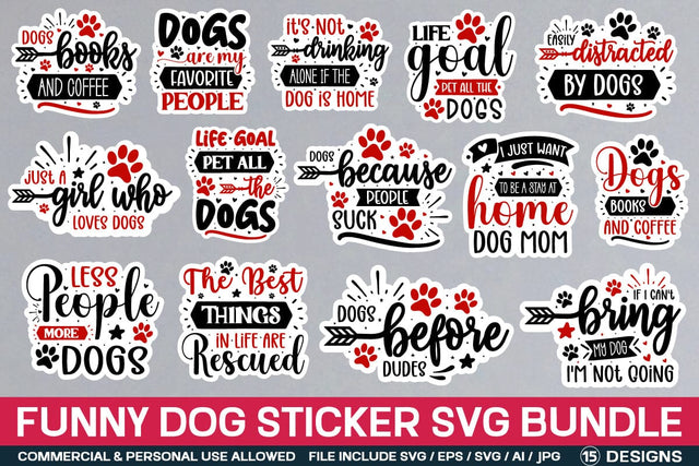 Funny Dog Sticker Svg Bundle SVG designmaster24 