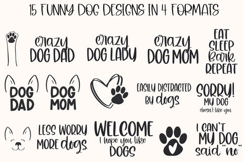 Funny Dog SVG Bundle, Dog Mom svg Files for Cricut, Cute Dog Dad Gift, Pet lovers png for tshirts, sublimation, sticker, tote bag, Paw Print SVG Designing Digitals 